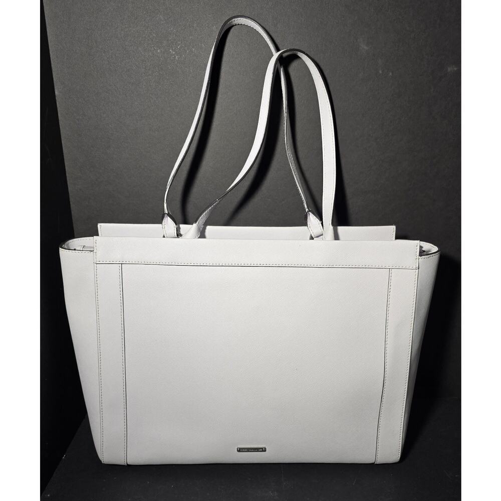Rebecca Minkoff Monroe Laptop Bag Saffiano Leather Tote Shoulder Purse White NEW - Picture 4 of 15